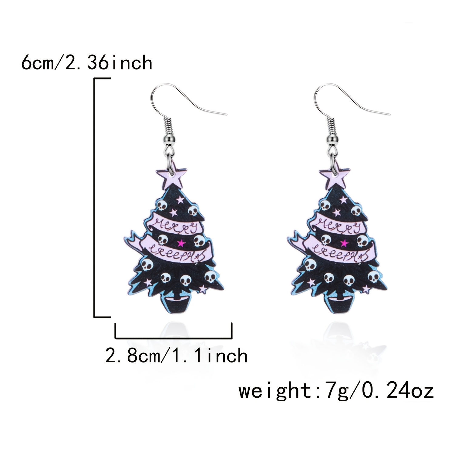 2pcs Women's Gothic Skull Pendant Dangle Earrings
